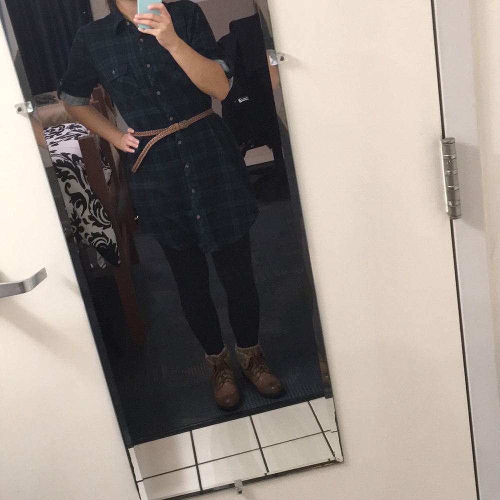 Green flannel dress